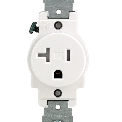 Leviton 20 amps 125 V Single White Outlet 5-20R