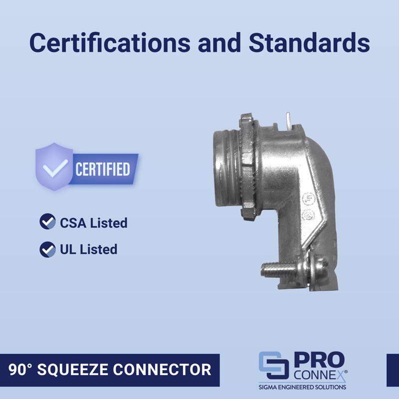 Sigma Electric ProConnex 3/8 in. D Die-Cast Zinc Squeeze Connector For AC, MC and FMC/RWFMC 50 pk