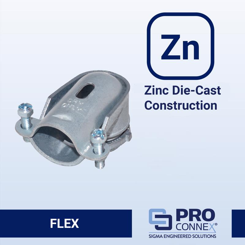 Sigma Electric ProConnex 3/8 in. D Die-Cast Zinc Squeeze Connector For AC, MC and FMC/RWFMC 50 pk