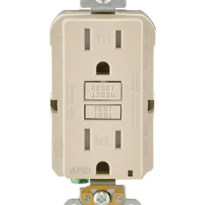 Leviton SmartlockPro 15 amps 120 V Light Almond AFCI Outlet 5-15R