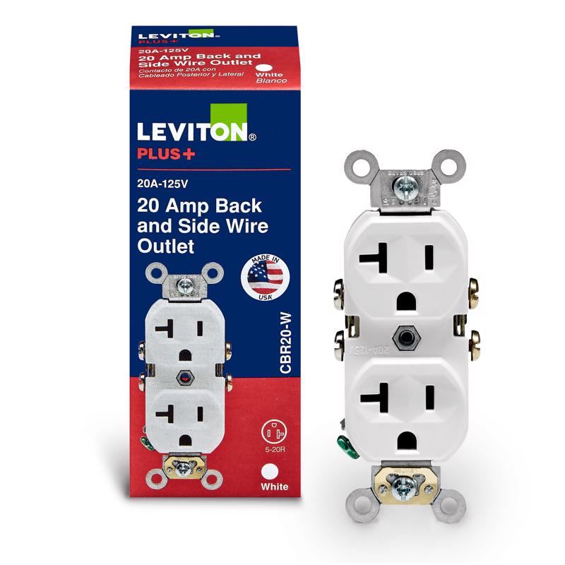 Leviton 20 amps 125 V Duplex White Outlet 5-20R