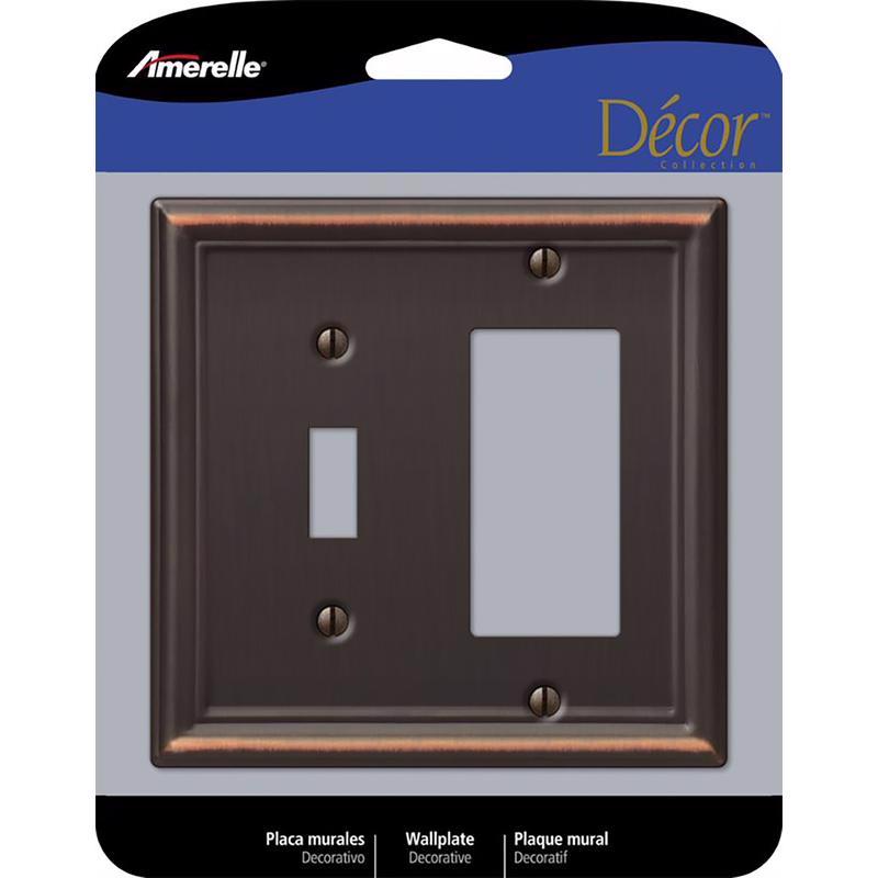 Amerelle Chelsea Aged Bronze 2 gang Stamped Steel Decorator/Toggle Wall Plate