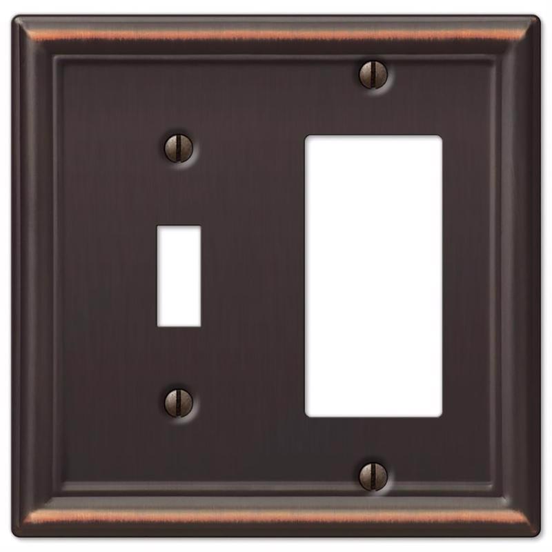 Amerelle Chelsea Aged Bronze 2 gang Stamped Steel Decorator/Toggle Wall Plate