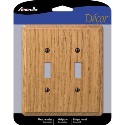 Amerelle Contemporary Light Brown 2 gang Wood Toggle Wall Plate