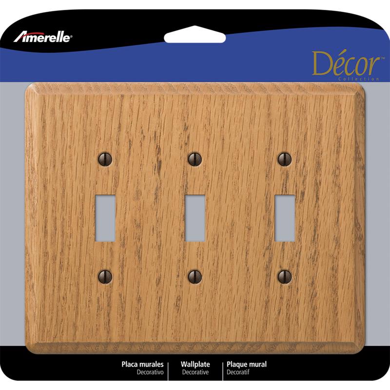 Amerelle Contemporary Brown 3 gang Wood Toggle Wall Plate