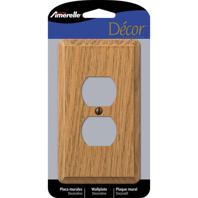 Amerelle Contemporary Brown 1 gang Wood Duplex Wall Plate