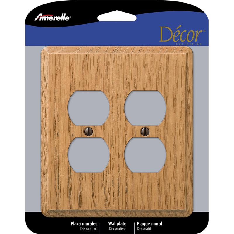 Amerelle Contemporary Light Brown 2 gang Oak Wood Duplex Wall Plate