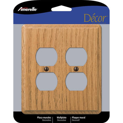 Amerelle Contemporary Light Brown 2 gang Oak Wood Duplex Wall Plate