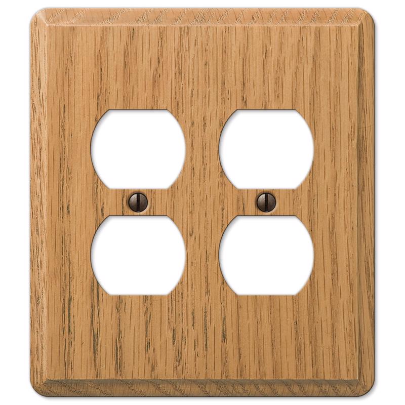 Amerelle Contemporary Light Brown 2 gang Oak Wood Duplex Wall Plate