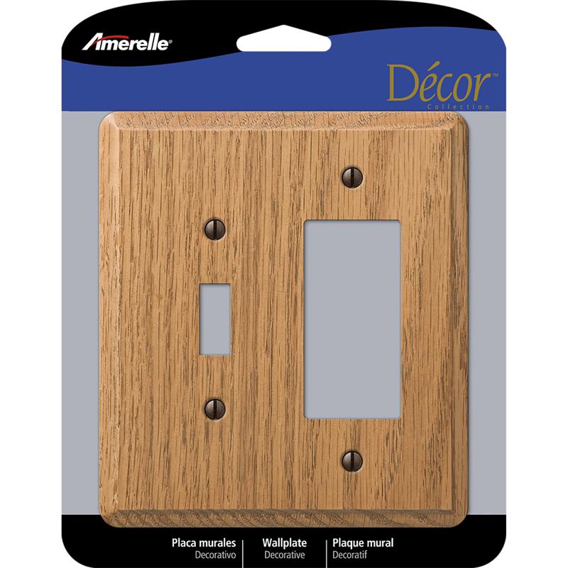 Amerelle Contemporary Brown 2 gang Wood Decorator/Toggle Wall Plate