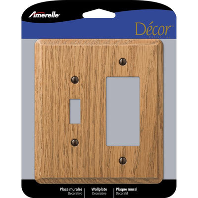 Amerelle Contemporary Brown 2 gang Wood Decorator/Toggle Wall Plate