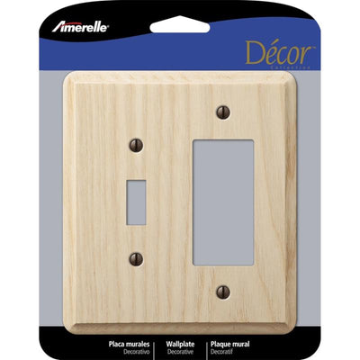 Amerelle Contemporary Unfinished Beige 2 gang Wood Decorator/Toggle Wall Plate
