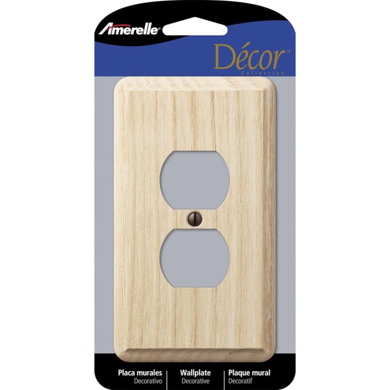 Amerelle Contemporary Unfinished Beige 1 gang Wood Duplex Wall Plate