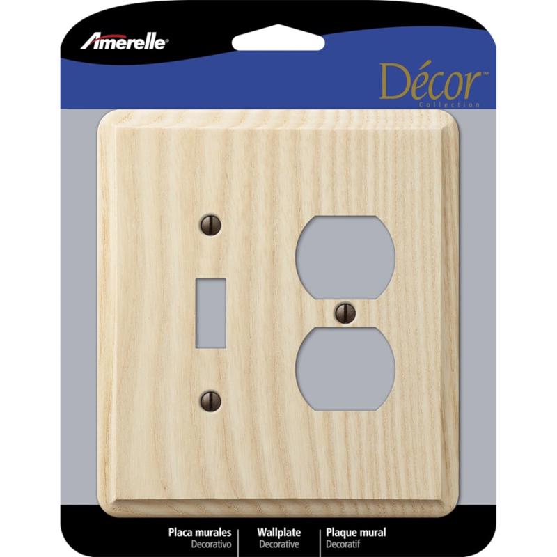 Amerelle Contemporary Unfinished Beige 2 gang Ash Wood Duplex/Toggle Wall Plate