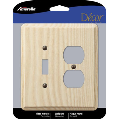 Amerelle Contemporary Unfinished Beige 2 gang Ash Wood Duplex/Toggle Wall Plate