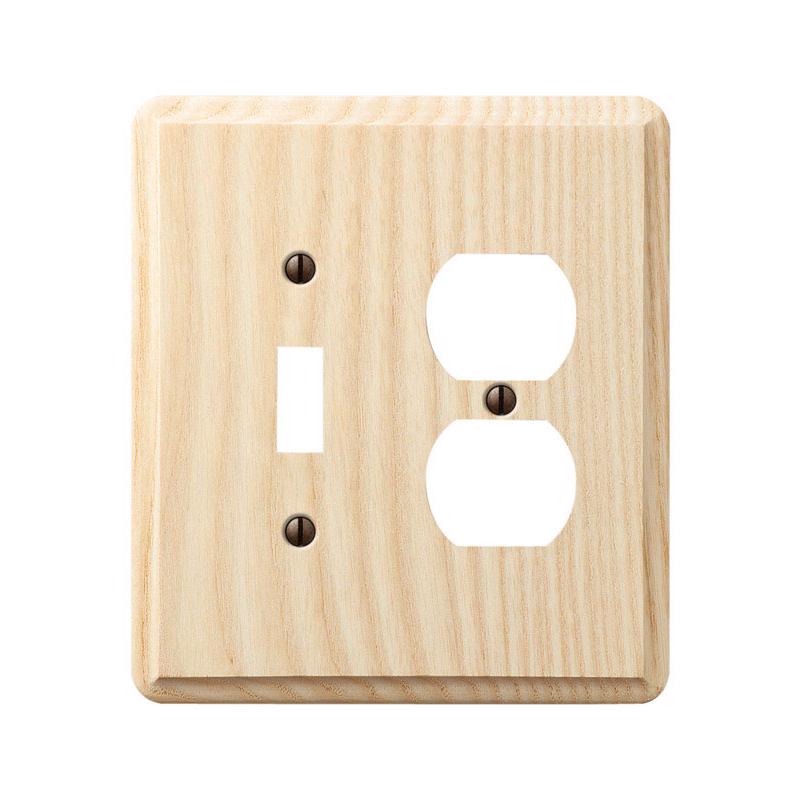 Amerelle Contemporary Unfinished Beige 2 gang Ash Wood Duplex/Toggle Wall Plate
