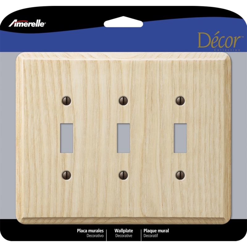 Amerelle Contemporary Unfinished Beige 3 gang Wood Toggle Wall Plate