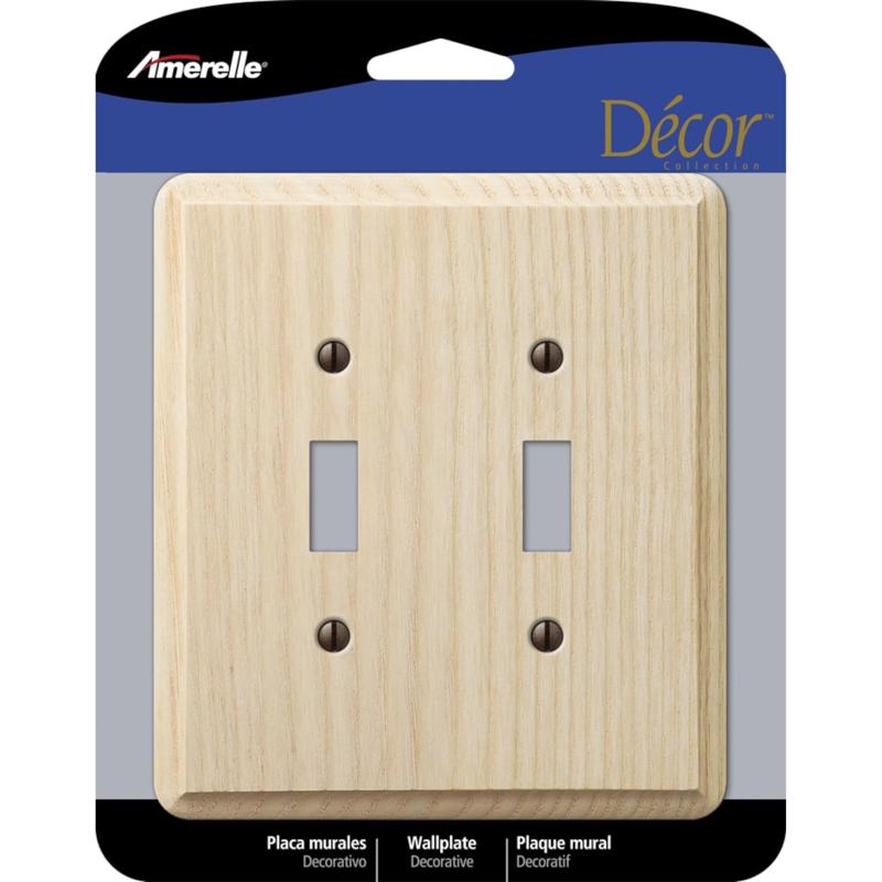 Amerelle Contemporary Unfinished Beige 2 gang Wood Toggle Wall Plate