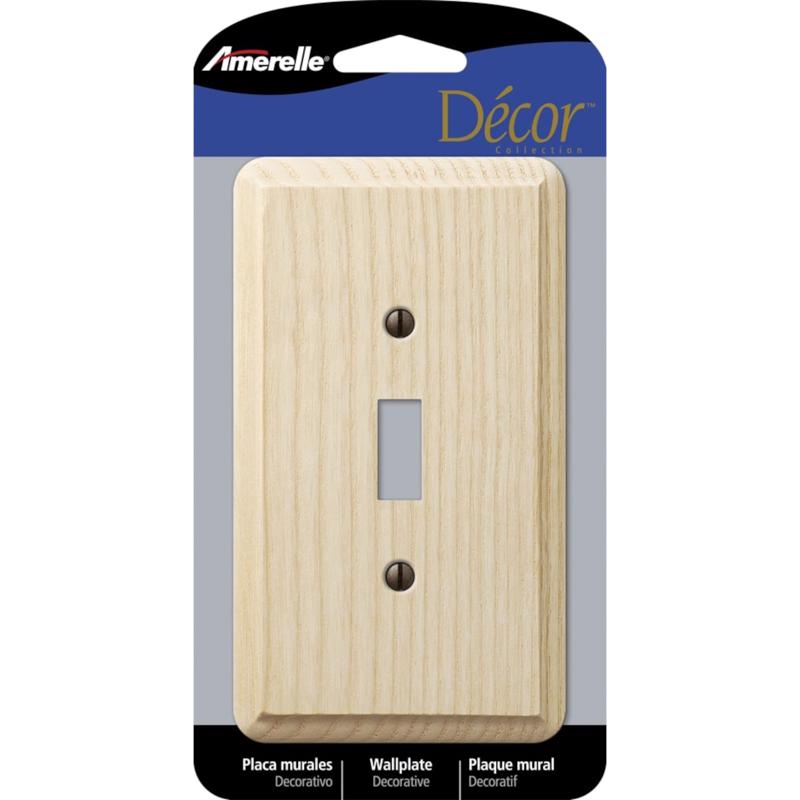 Amerelle Contemporary Unfinished Beige 1 gang Wood Toggle Wall Plate