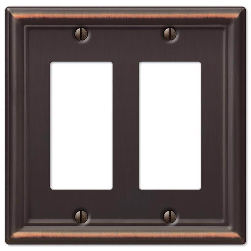 Amerelle Chelsea Aged Bronze 2 gang Stamped Steel Decorator Wall Plate