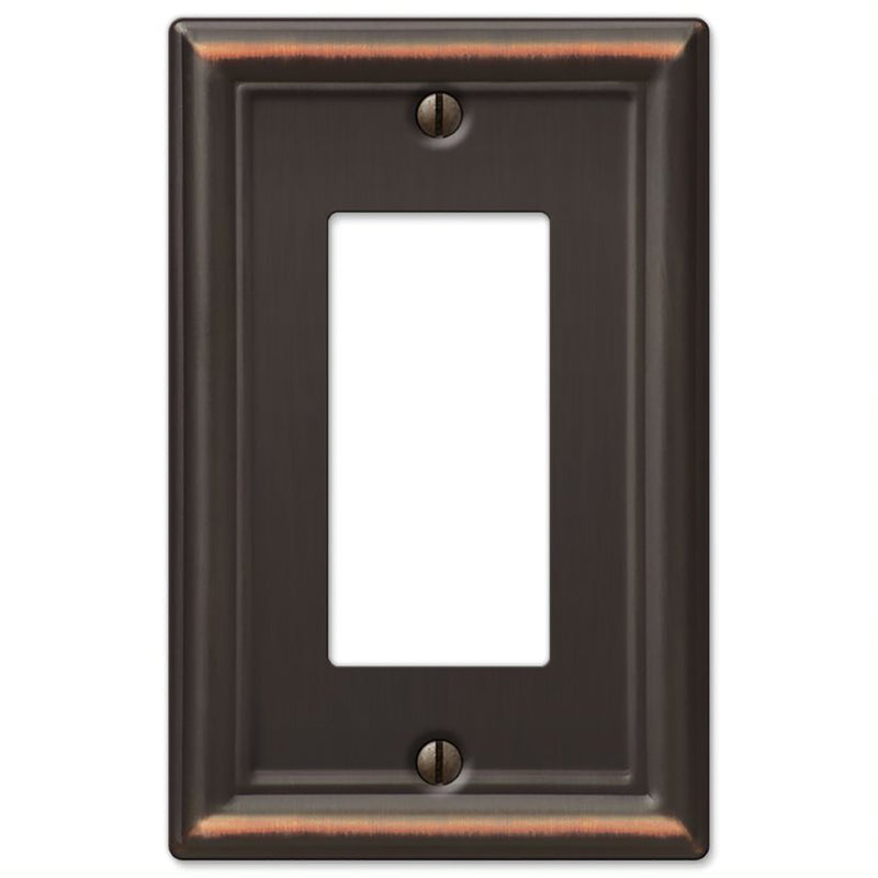 Amerelle Chelsea Aged Bronze 1 gang Stamped Steel Decorator Wall Plate