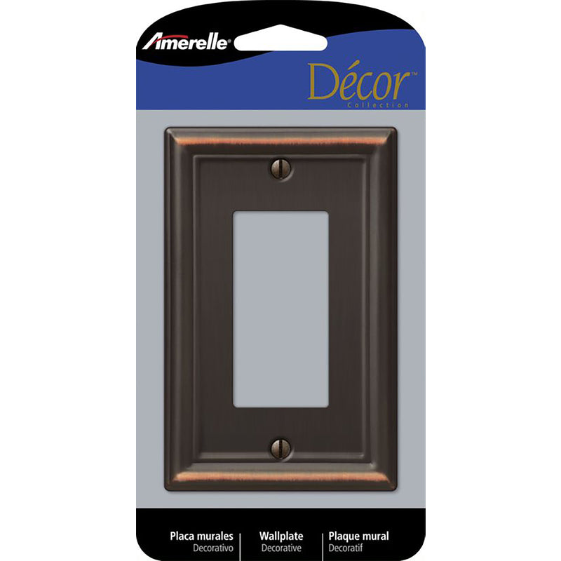 Amerelle Chelsea Aged Bronze 1 gang Stamped Steel Decorator Wall Plate