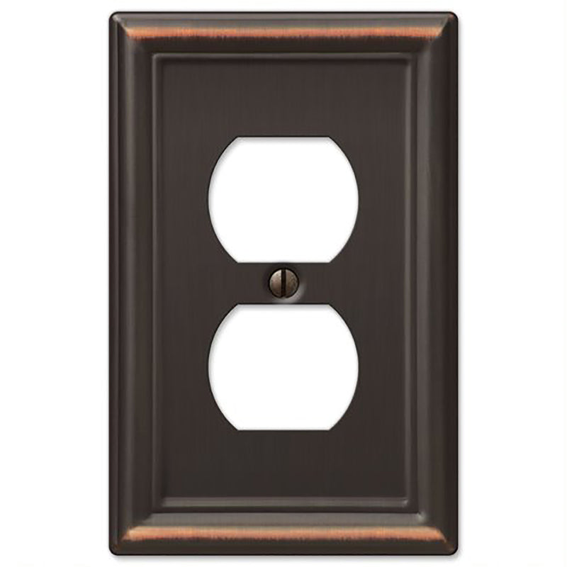 Amerelle Chelsea Aged Bronze 1 gang Stamped Steel Duplex Wall Plate