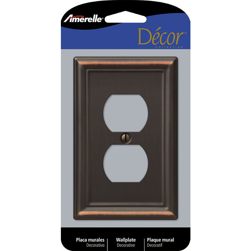 Amerelle Chelsea Aged Bronze 1 gang Stamped Steel Duplex Wall Plate