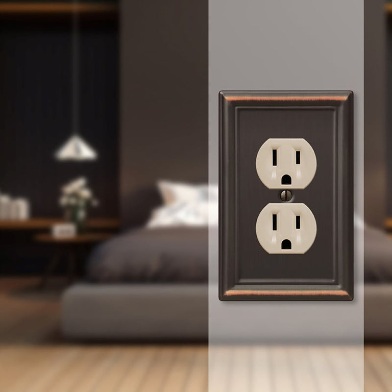 Amerelle Chelsea Aged Bronze 1 gang Stamped Steel Duplex Wall Plate