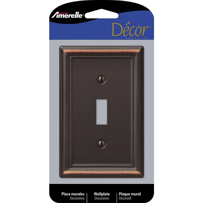 Amerelle Chelsea Aged Bronze 1 gang Stamped Steel Toggle Wall Plate