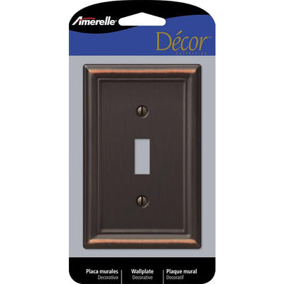 Amerelle Chelsea Aged Bronze 1 gang Stamped Steel Toggle Wall Plate