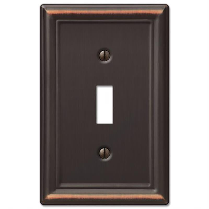 Amerelle Chelsea Aged Bronze 1 gang Stamped Steel Toggle Wall Plate