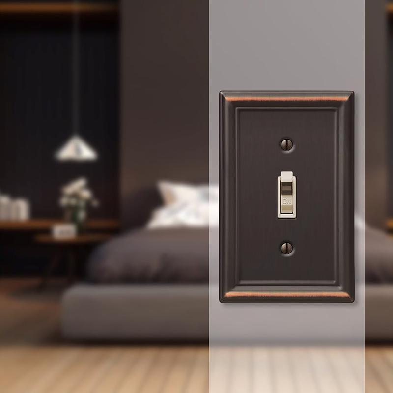 Amerelle Chelsea Aged Bronze 1 gang Stamped Steel Toggle Wall Plate