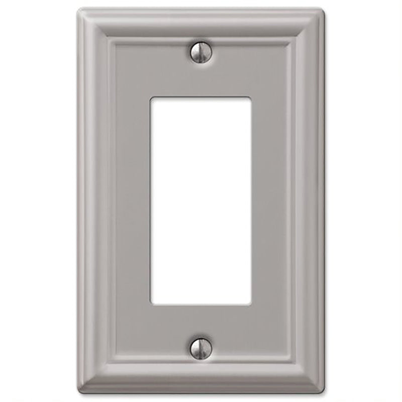 Amerelle Chelsea Brushed Nickel 1 gang Stamped Steel Decorator Wall Plate