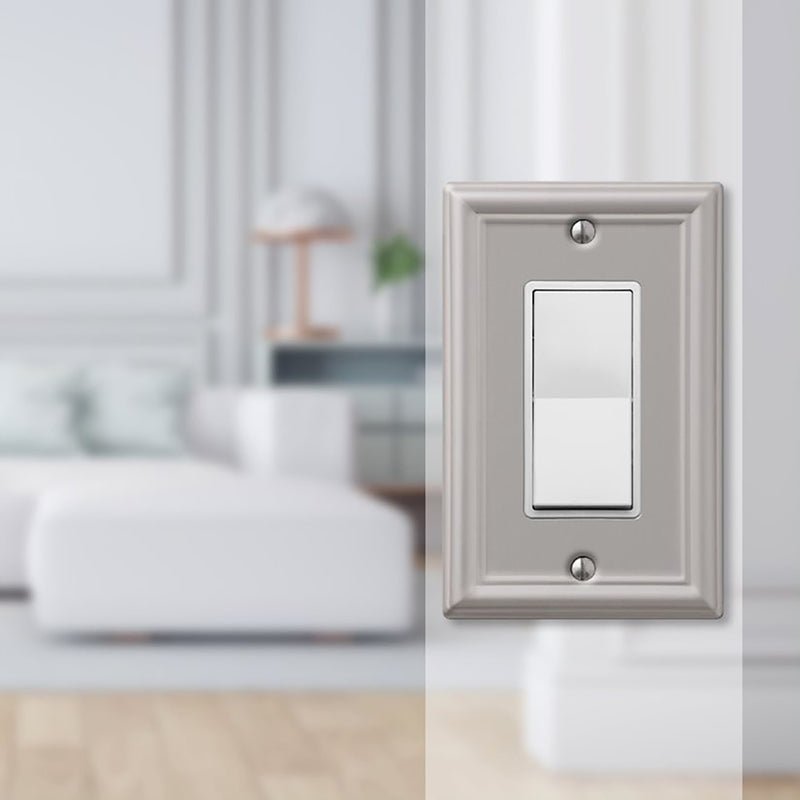 Amerelle Chelsea Brushed Nickel 1 gang Stamped Steel Decorator Wall Plate