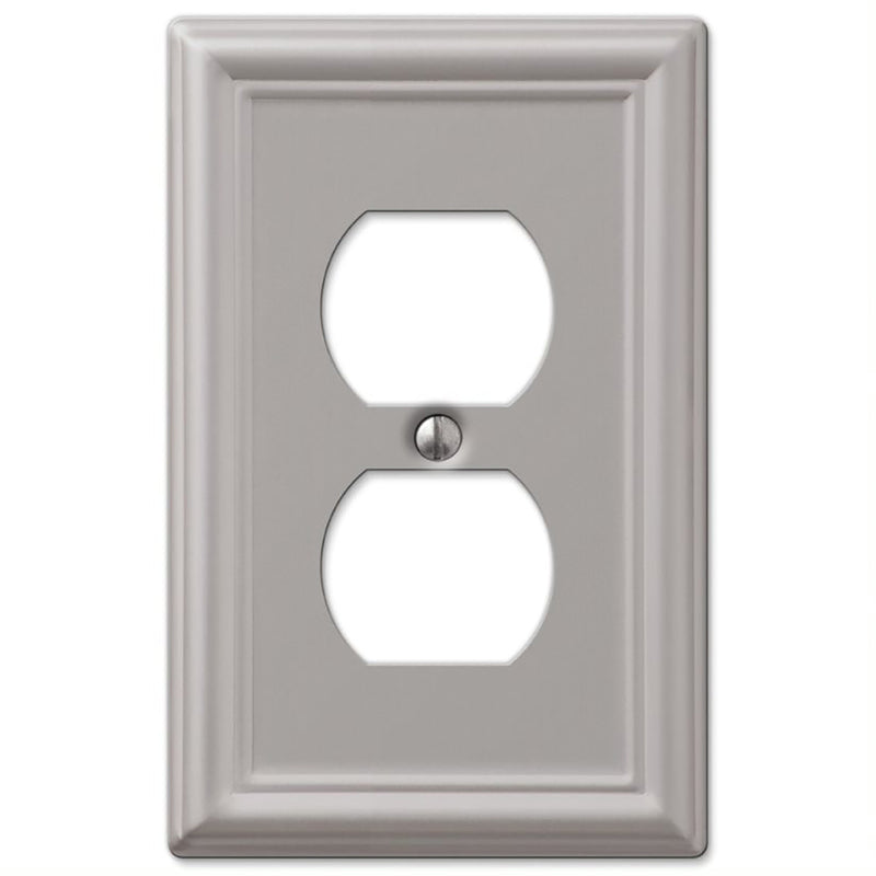 Amerelle Chelsea Brushed Nickel 1 gang Stamped Steel Duplex Wall Plate