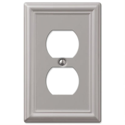 Amerelle Chelsea Brushed Nickel 1 gang Stamped Steel Duplex Wall Plate