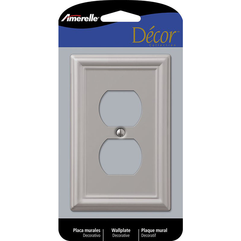 Amerelle Chelsea Brushed Nickel 1 gang Stamped Steel Duplex Wall Plate