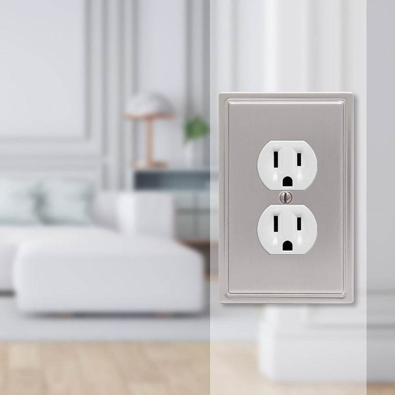 Amerelle Chelsea Brushed Nickel 1 gang Stamped Steel Duplex Wall Plate