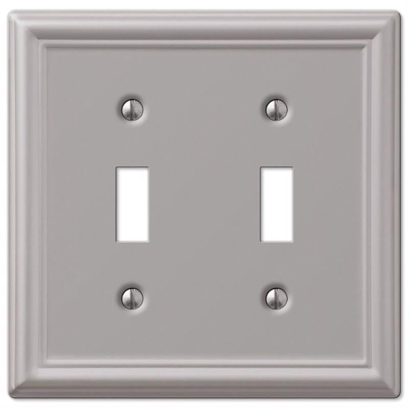 Amerelle Chelsea Brushed Nickel 2 gang Stamped Steel Toggle Wall Plate