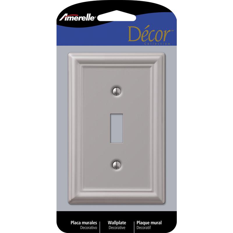 Amerelle Chelsea Brushed Nickel 1 gang Stamped Steel Toggle Wall Plate