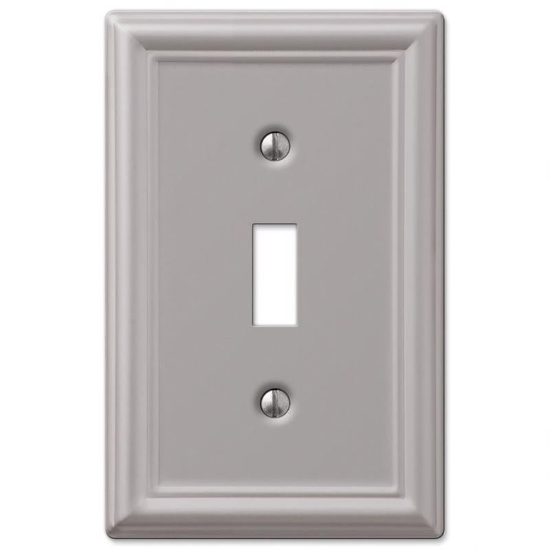Amerelle Chelsea Brushed Nickel 1 gang Stamped Steel Toggle Wall Plate