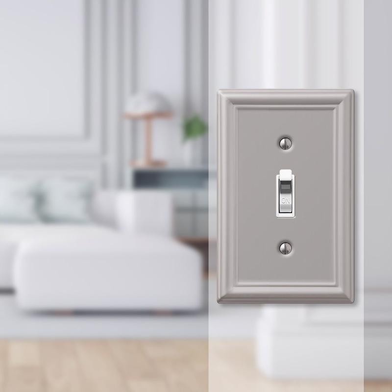 Amerelle Chelsea Brushed Nickel 1 gang Stamped Steel Toggle Wall Plate