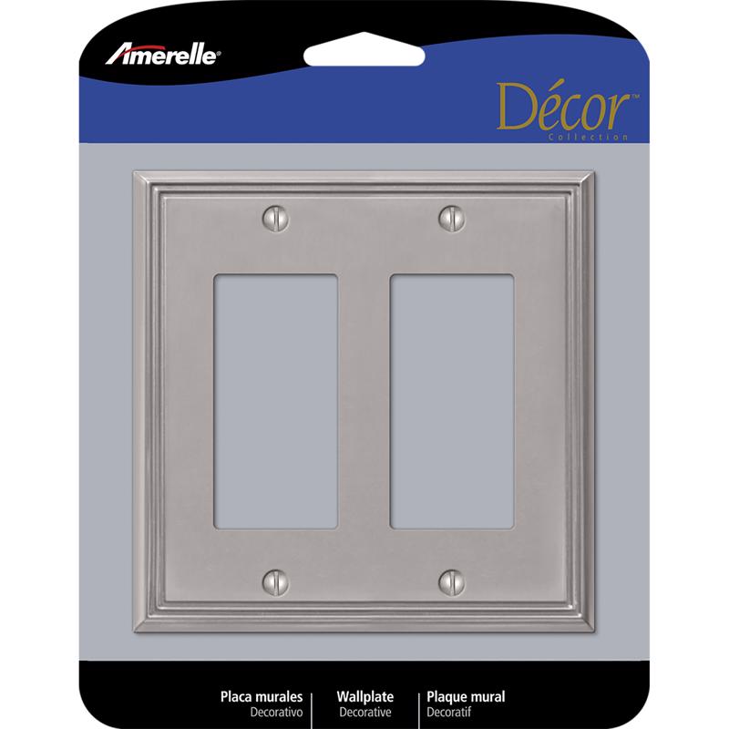 Amerelle Metro Brushed Nickel 2 gang Die-Cast Metal Decorator Wall Plate