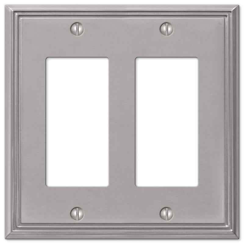 Amerelle Metro Brushed Nickel 2 gang Die-Cast Metal Decorator Wall Plate