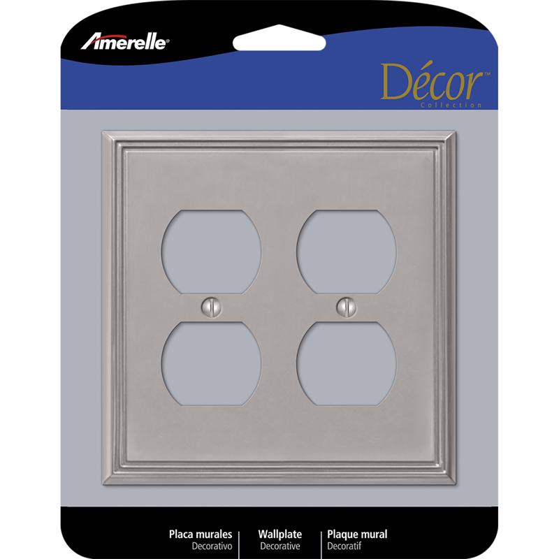 Amerelle Metro Brushed Nickel 2 gang Die-Cast Metal Duplex Wall Plate