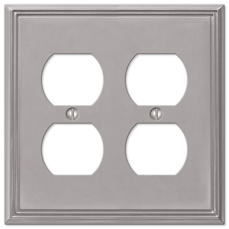 Amerelle Metro Brushed Nickel 2 gang Die-Cast Metal Duplex Wall Plate