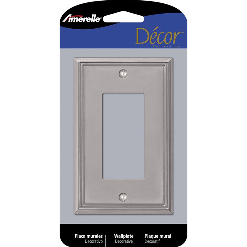 Amerelle Metro Brushed Nickel 1 gang Die-Cast Metal Decorator Wall Plate