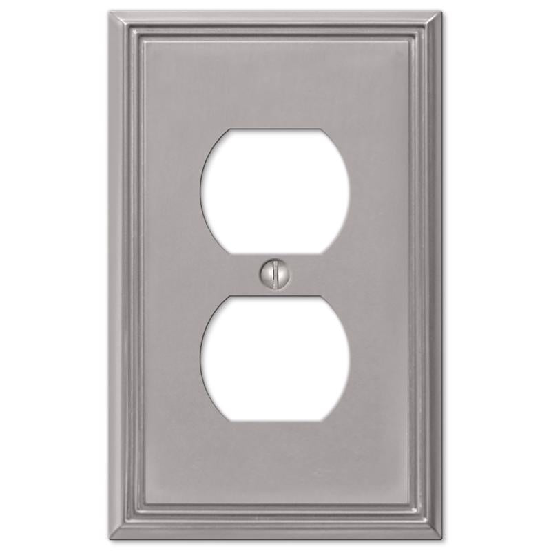 Amerelle Metro Brushed Nickel 1 gang Die-Cast Metal Duplex Wall Plate