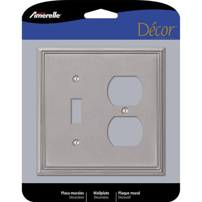 Amerelle Metro Brushed Nickel 2 gang Die-Cast Metal Toggle Wall Plate